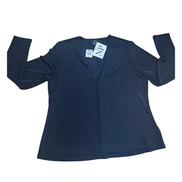 Nina Parker Plus Size Black V-Neck Long Sleeve Blouse 2X NWT - Picture 3 of 3